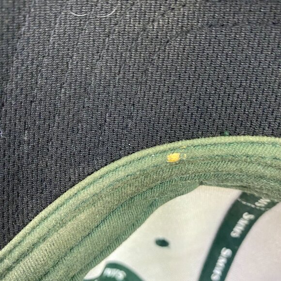 Simms Fishing Snapback Hat Cap Green Cotton with Leather Patch Distressed Faded - Picture 12 of 14